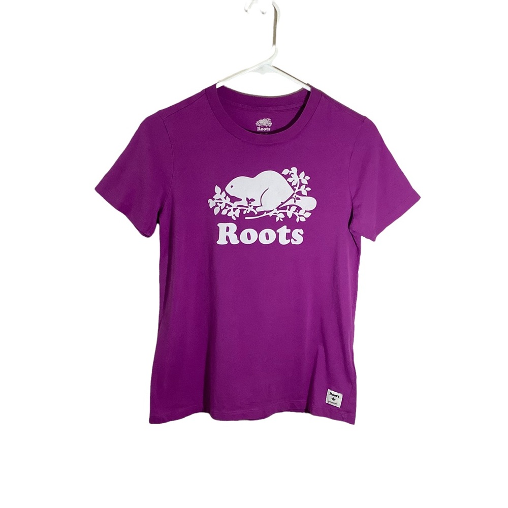 Canada Roots Maple Leaf Beaver Cotton Purple T-Shirt Size XS